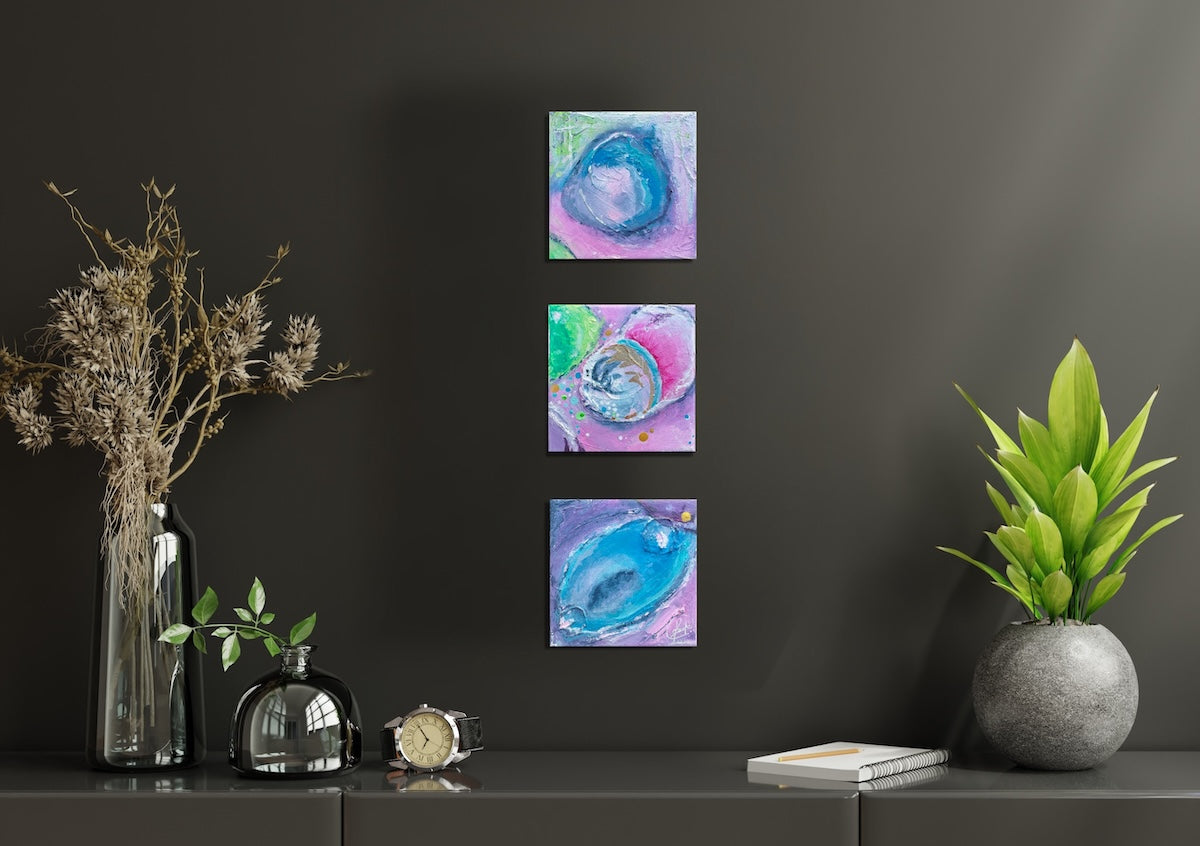 Enchanting Energy - Mini Original Triptych by Frauke Claire