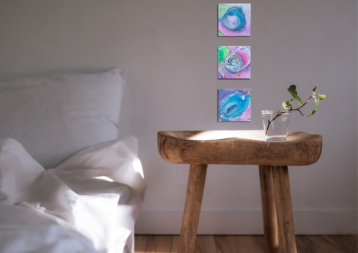Enchanting Energy - Mini Original Triptych by Frauke Claire