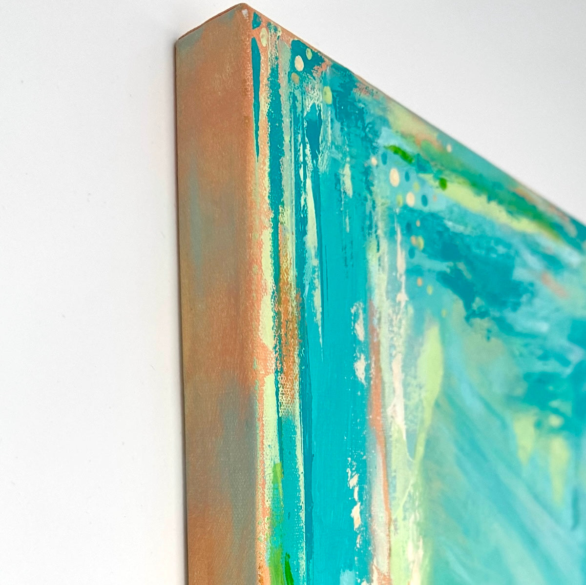 closeup of sides and corner of an original abstract artwork