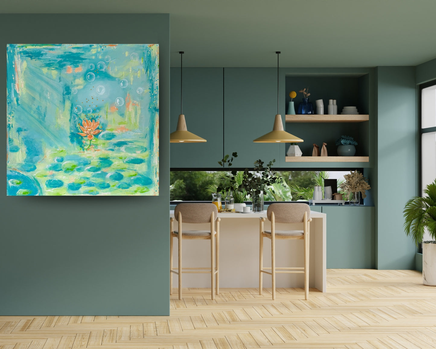 Bursting into Bloom - Large Original Painting by Frauke Claire (Unframed, Ready to Hang)